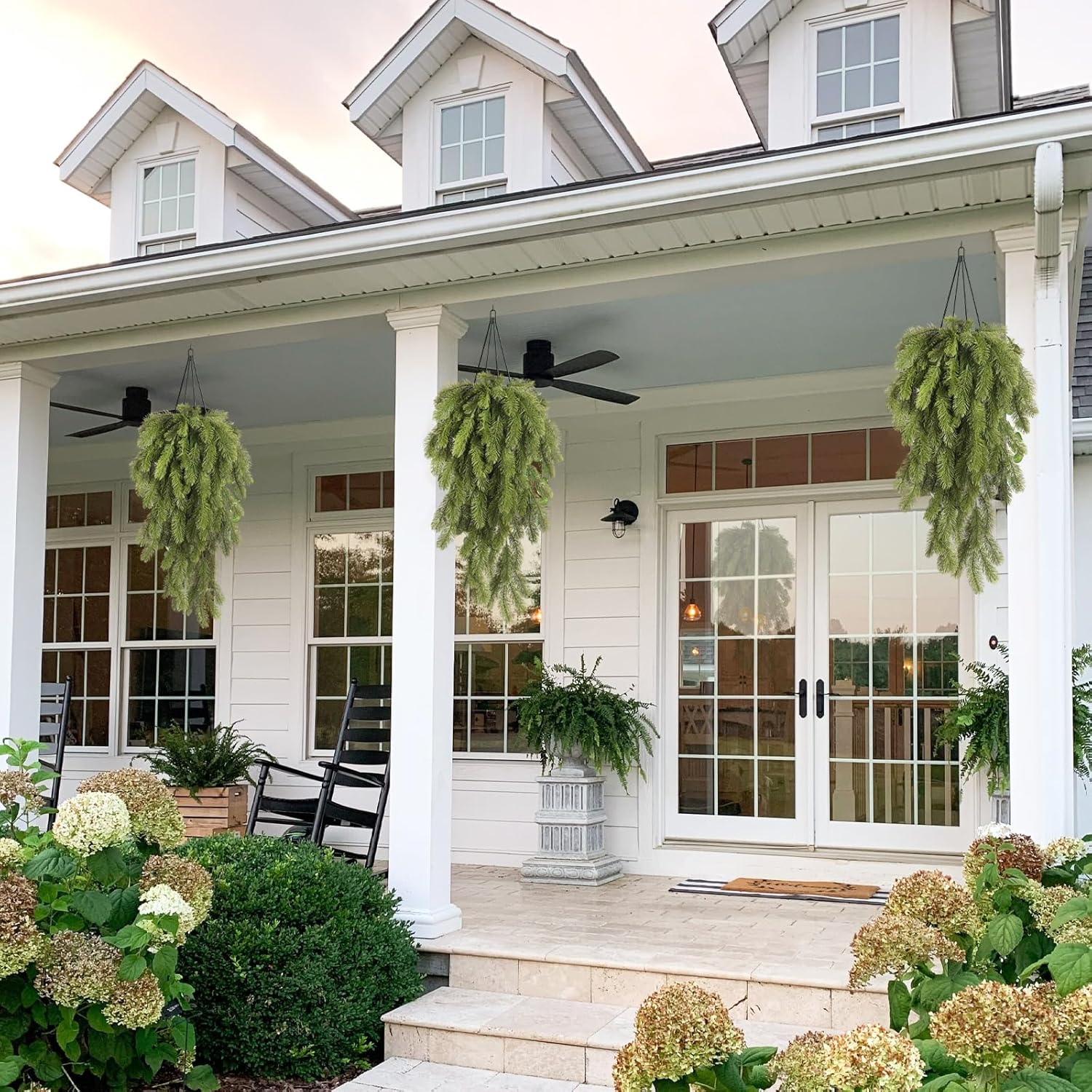 RECUTMS 2Pcs Artificial Christmas Teardrop Pine Needle Hanging Swag for Front Door Wall Home Decor