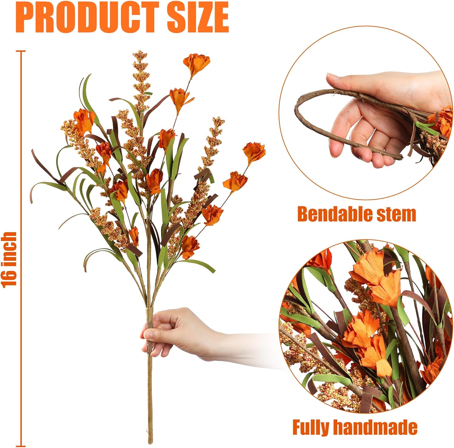 Sggvecsy Artificial Fall Flowers 6 Pcs 16 Inch Floral Arrangement