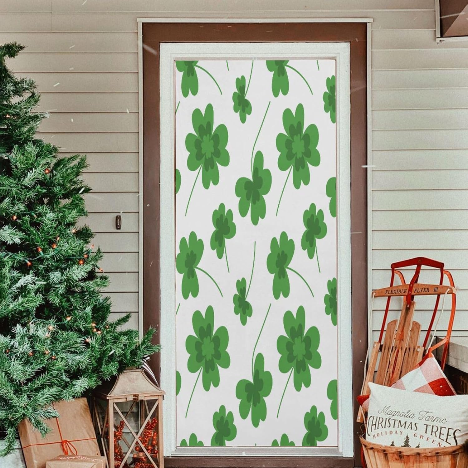 Susiyo Clover Pattern Door Cover for Halloween Decor 32x79 in