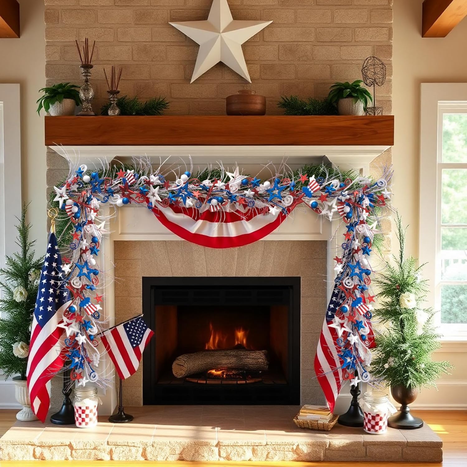 Bibelot 59ft Patriotic Wreath Garland for 4th of July Decor