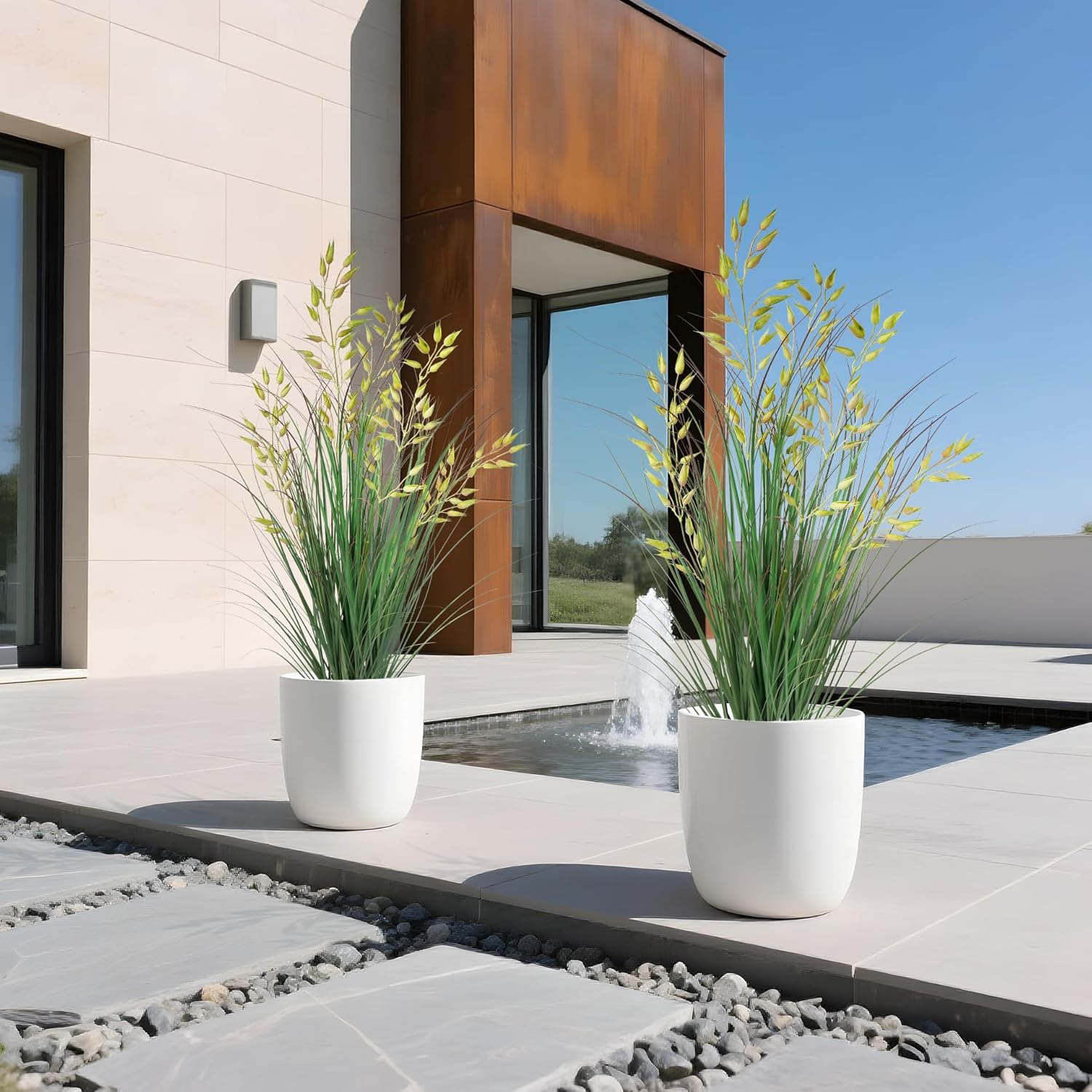 Silk Plants 2Pcs Tall Artificial Grass in Pot Decoration