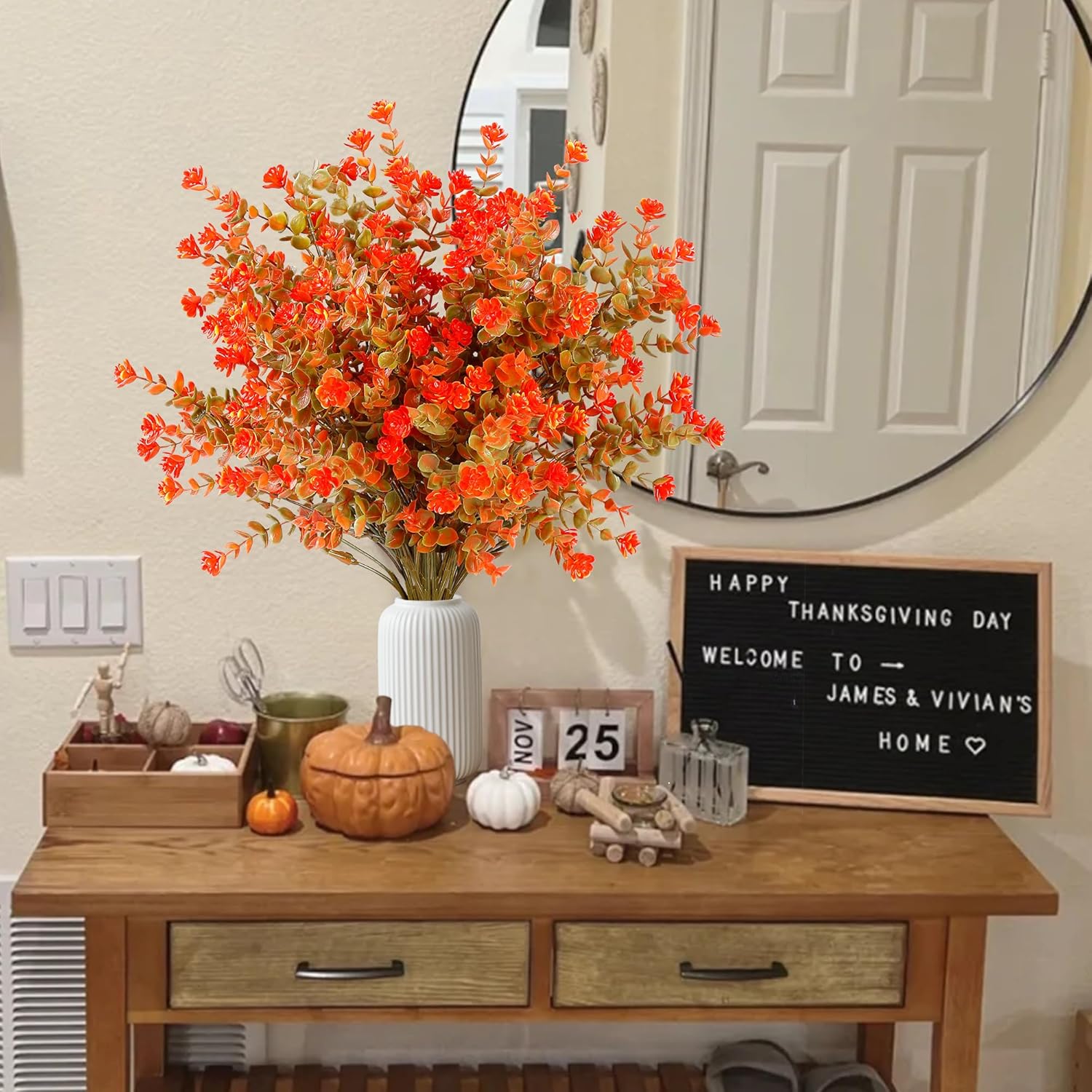 Sggvecsy 12 Bundle Artificial Eucalyptus Plants for Fall Decor