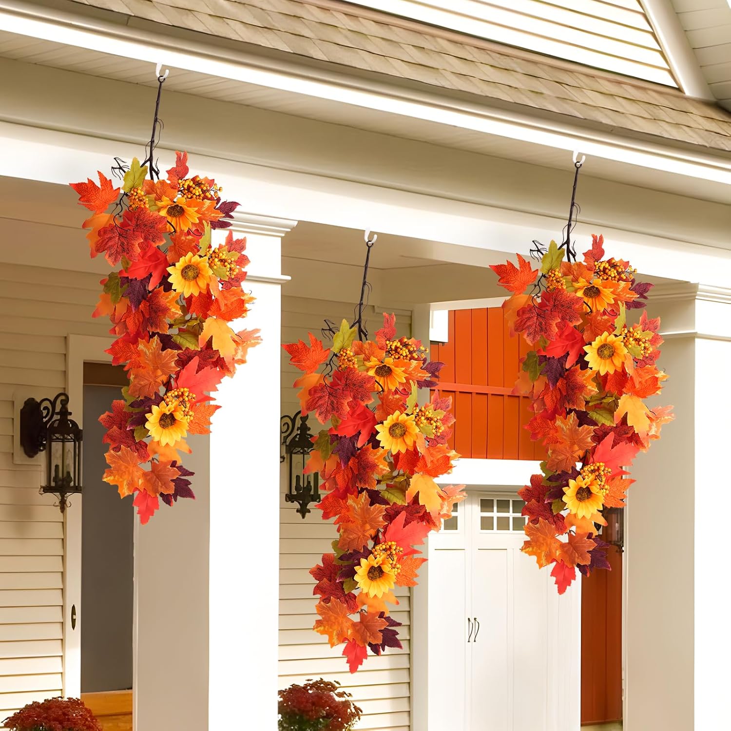 HIAGROW 2Pcs Fall Hanging Maple Leaf Decor for Autumn Decorations