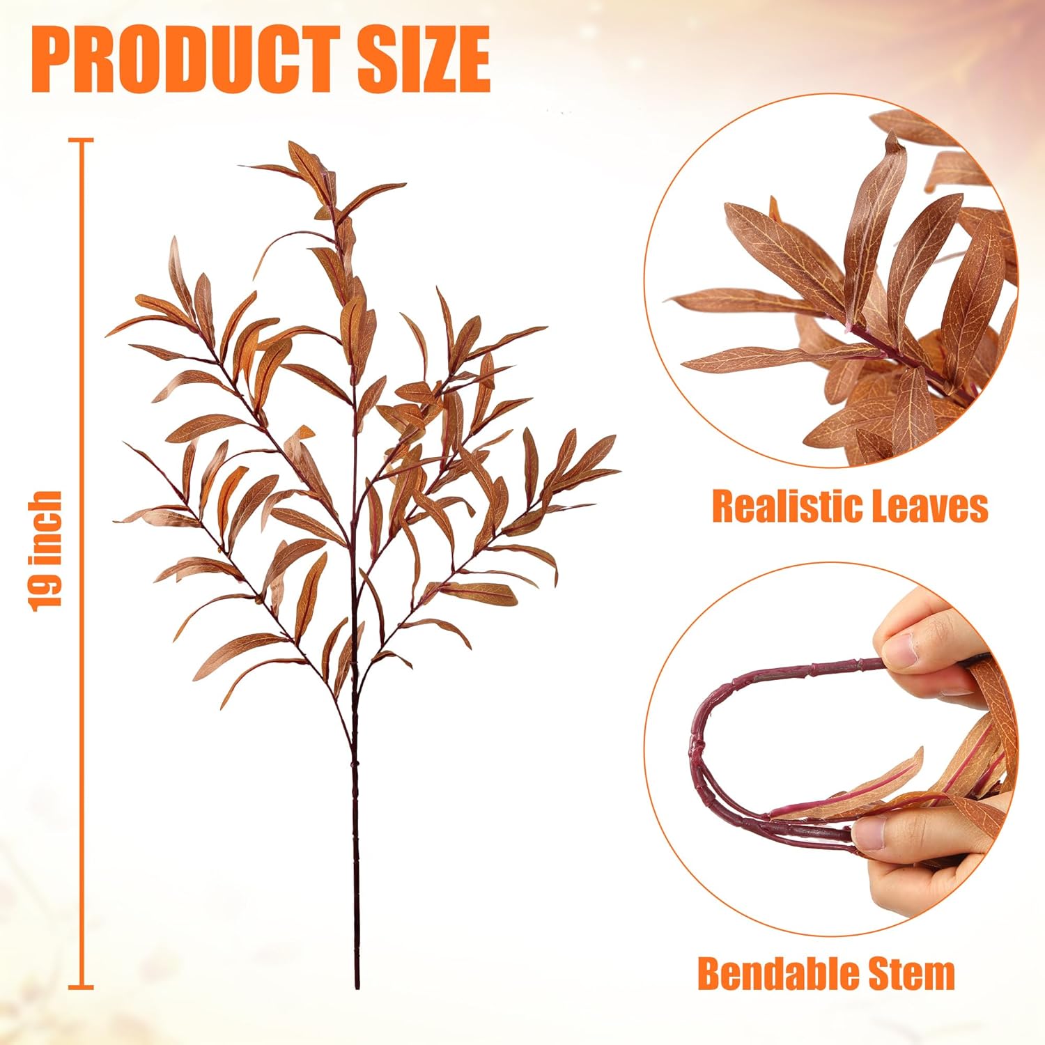 Sggvecsy 33 Inch 4Pcs Fall Artificial Olive Branches for Home Office Decor