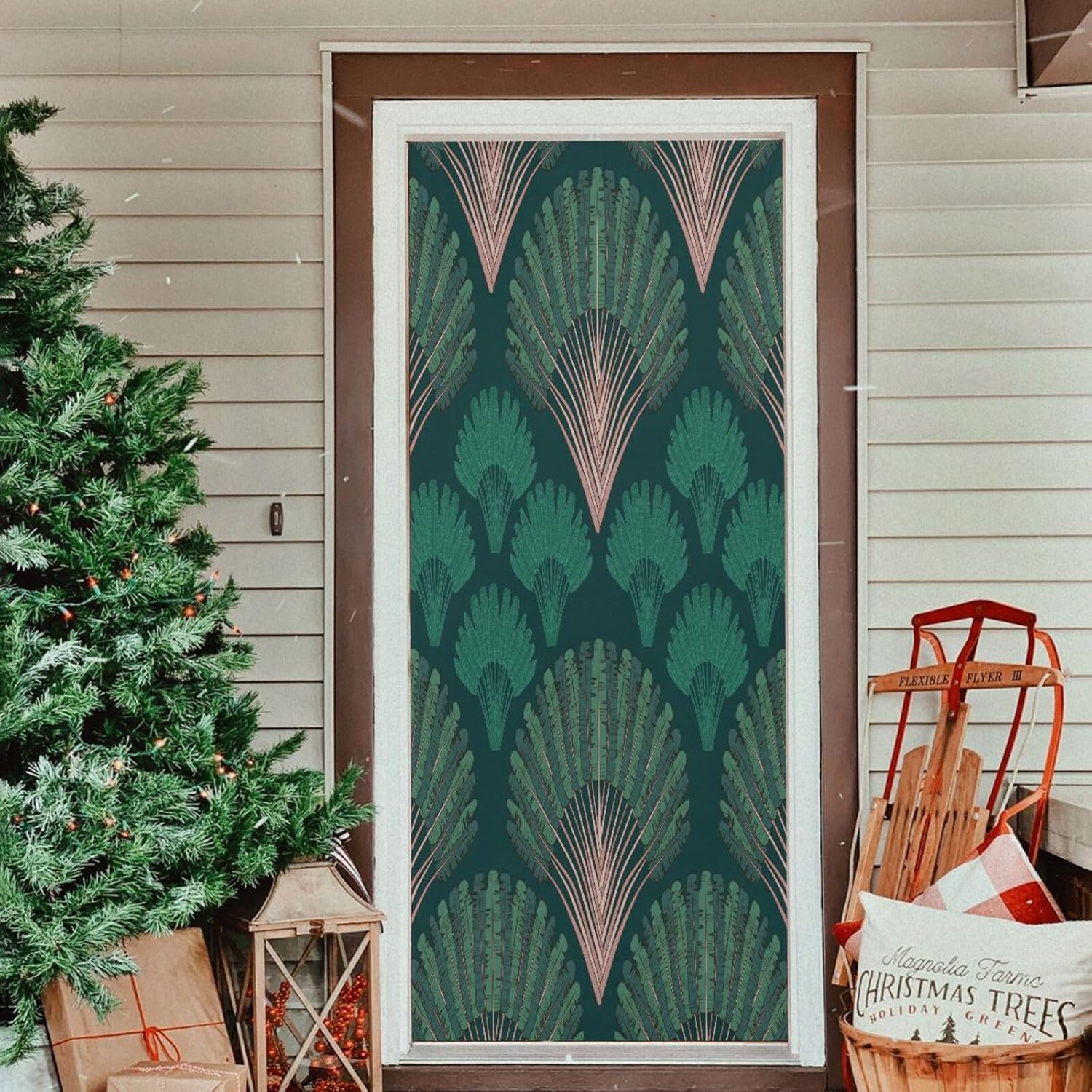 Susiyo Vintage Green Fan Halloween Door Cover