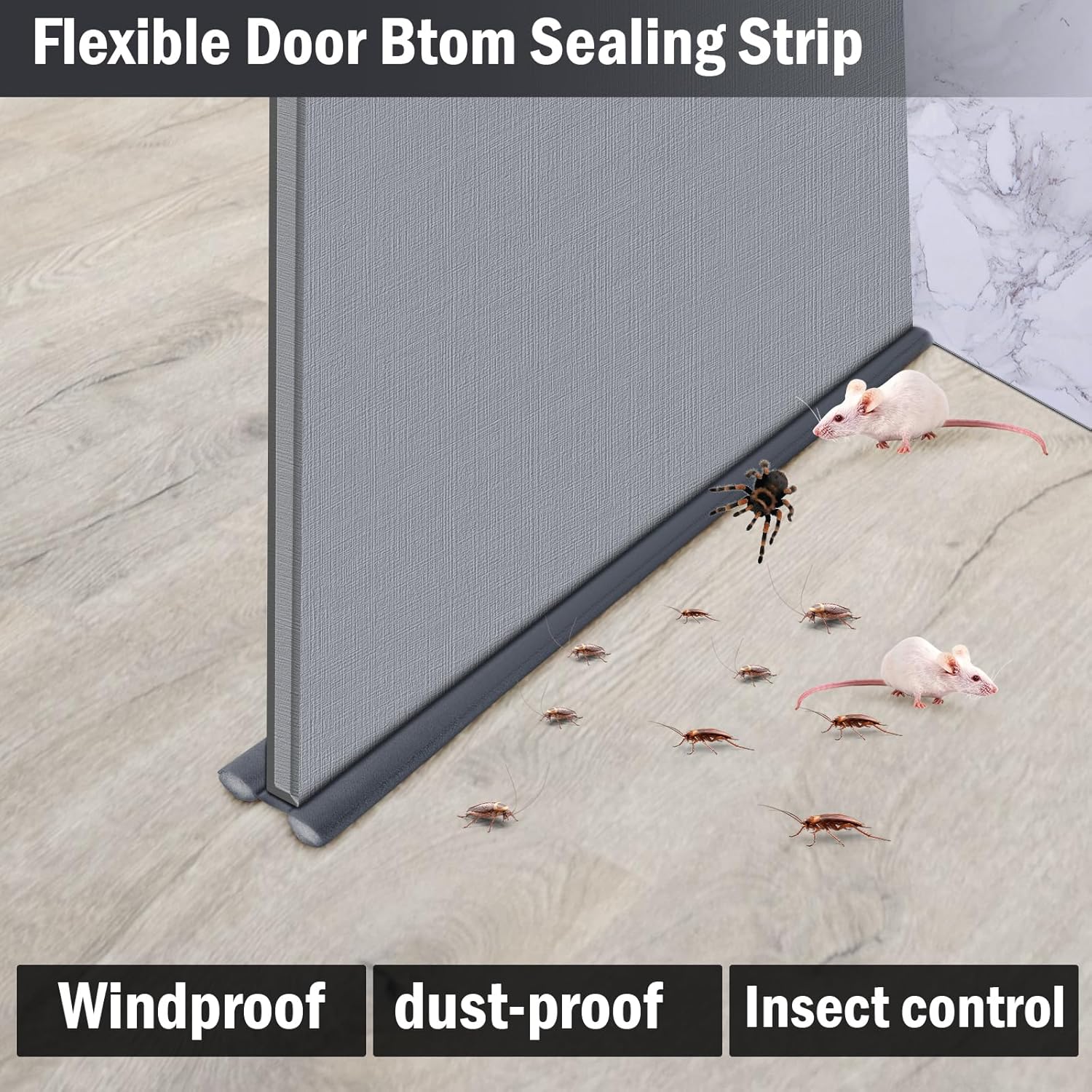 Under Door Draft Blocker 36 Inch Black Door Seal