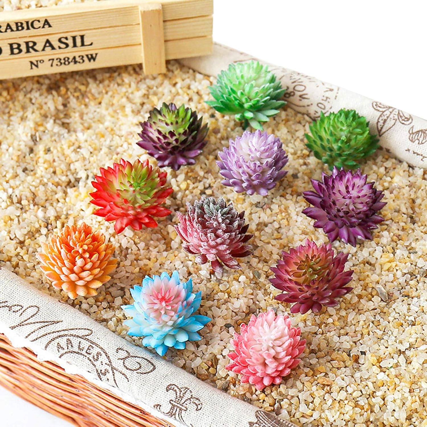 Cayway 21PCS Multicolor Plastic Succulent Plants 3 Styles Indoor Outdoor Decor