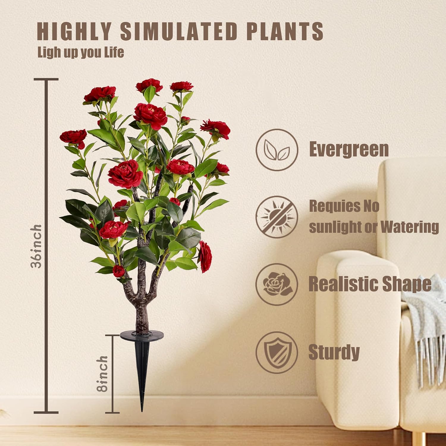 Artificial Camellia Tree 2 Pack 36 Inch Red