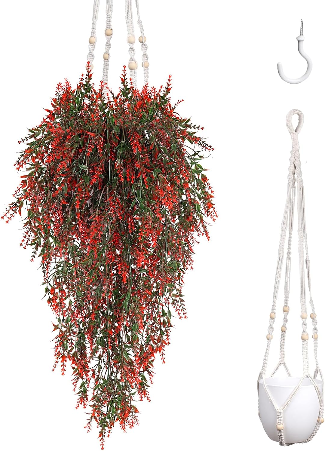 RECUTMS Artificial Lavender Hanging Plant with Pot