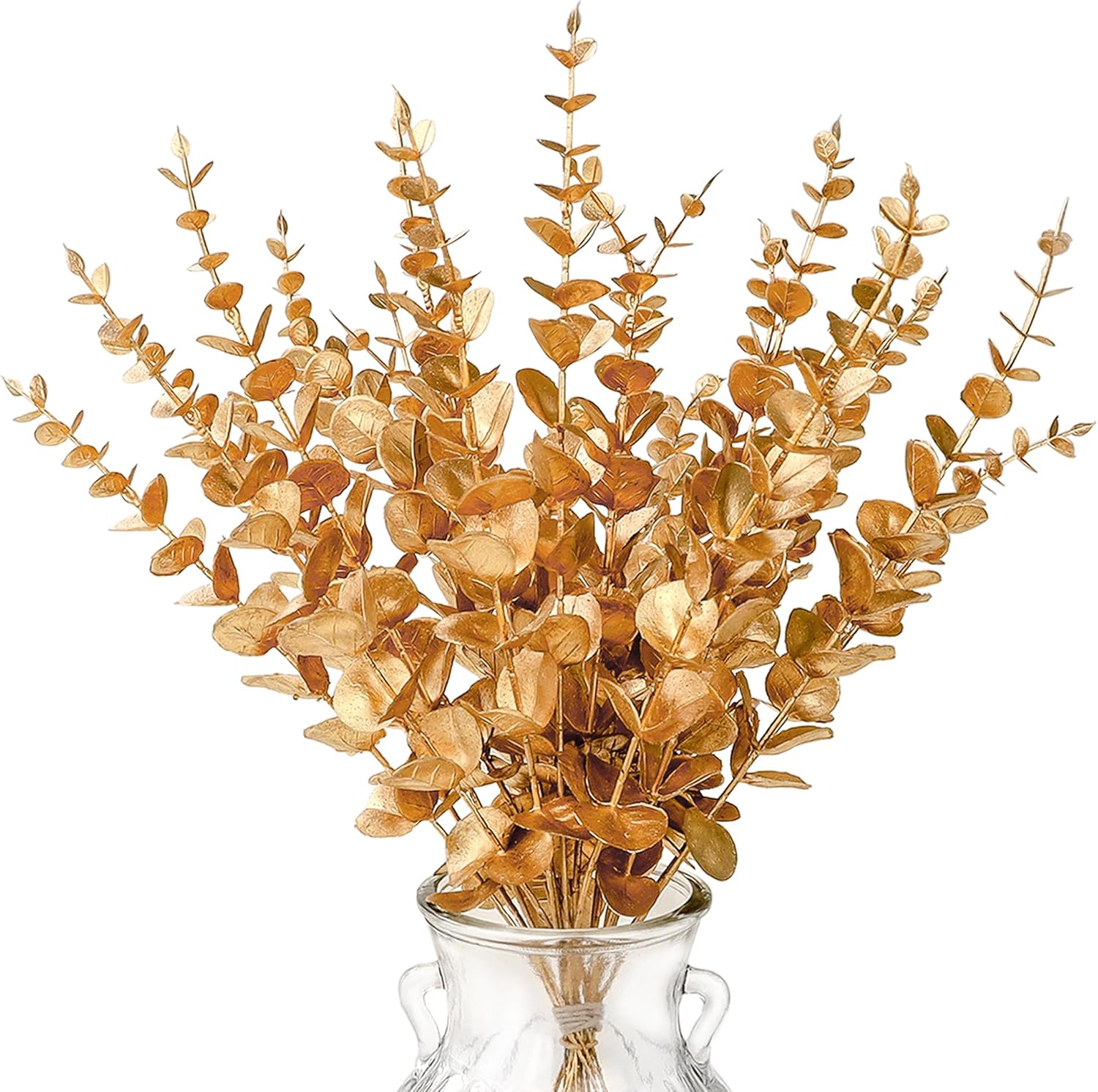 24 Pcs Gold Eucalyptus Artificial Leaves Decor Branches for Wedding and Home