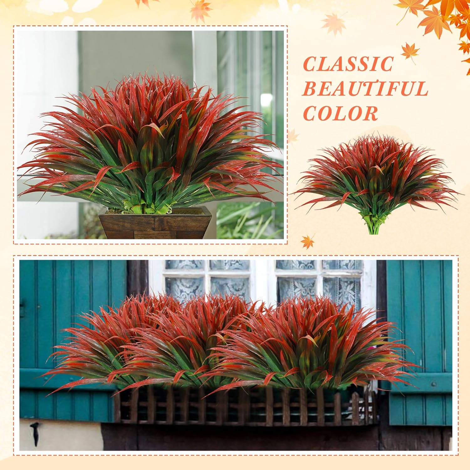 50 Pcs Artificial Tropical Plants Tall UV Resistant Fake Grasses for Home Garden Office Patio