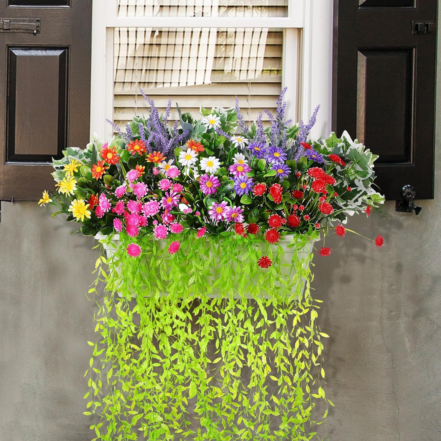 24 Pcs UV Resistant Artificial Plants for Outdoor Decor