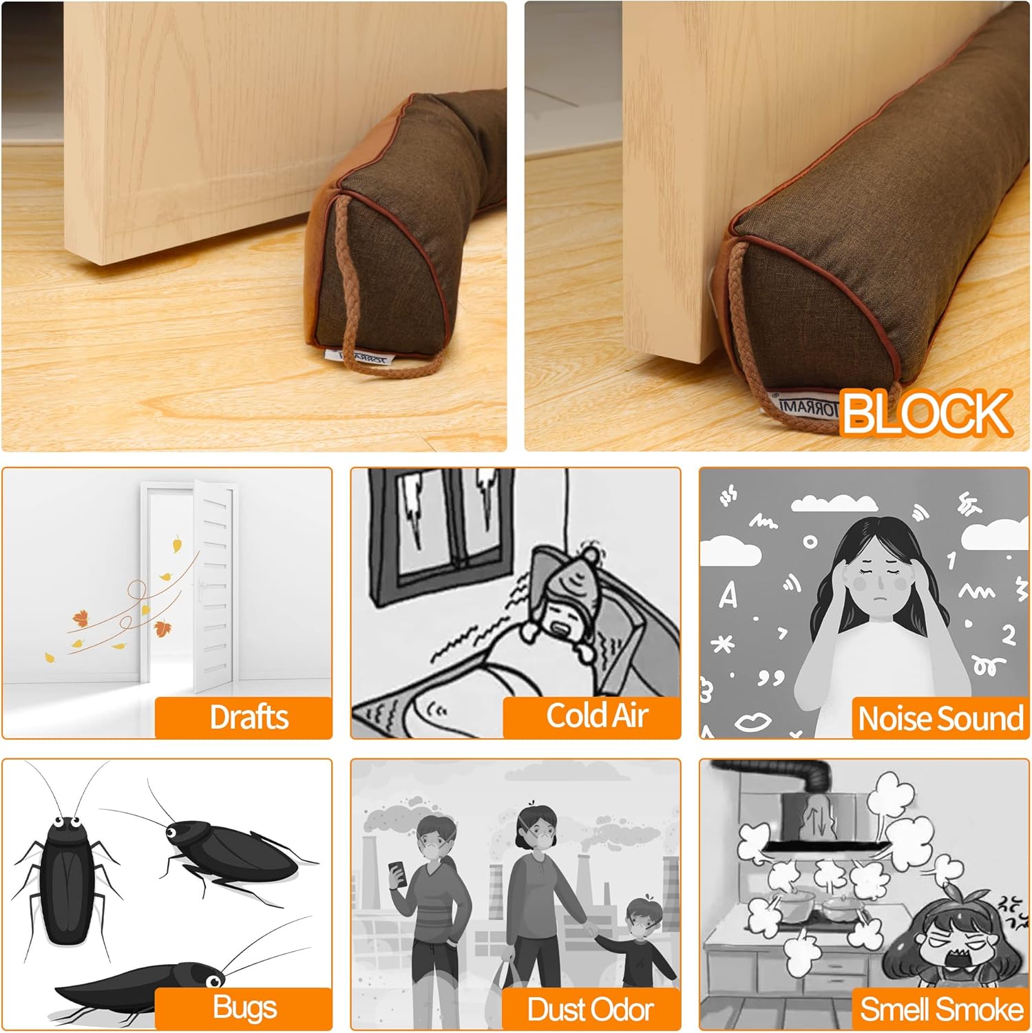 TORRAMI 36 Inch Door Draft Stopper Heavy Duty Insulation