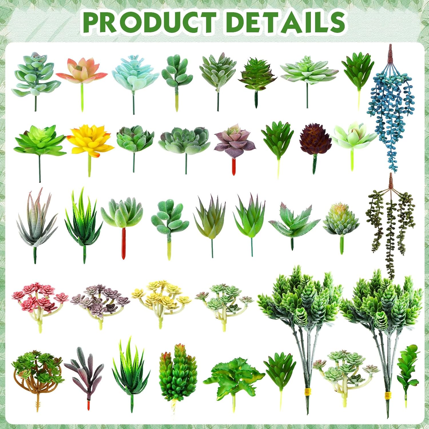 Tigeen 80 Pcs Artificial Plastic Succulents