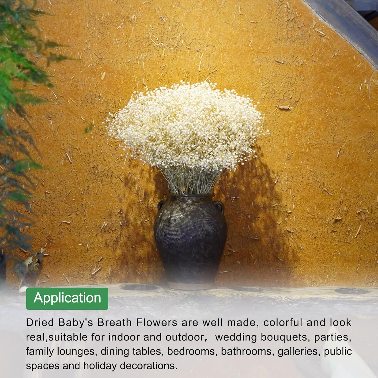 MECCANIXITY Dried Yellow Babys Breath Flowers 17 Inch Branches for Wedding Home Decor