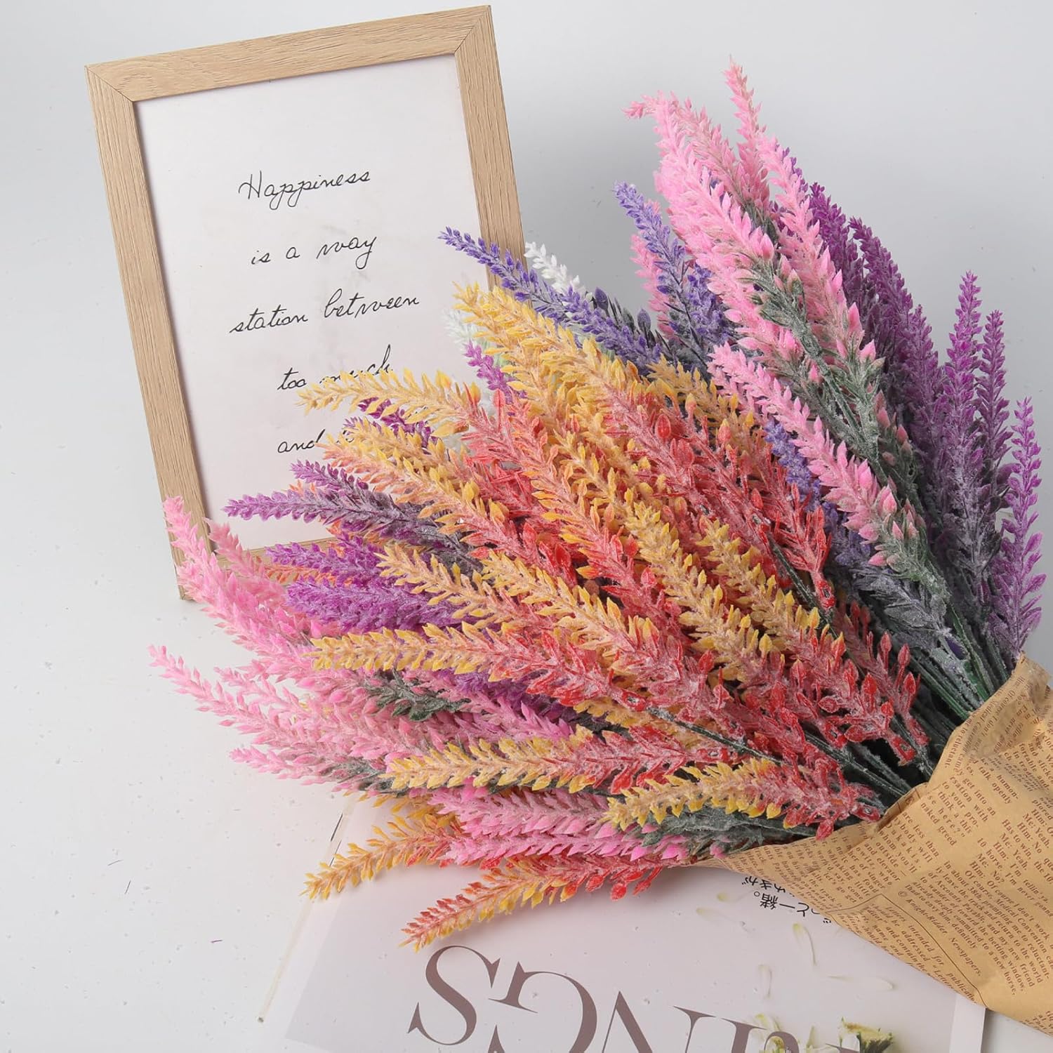 RECUTMS 12 Pcs Artificial Lavender Bouquet UV Resistant DIY Floral Centerpieces