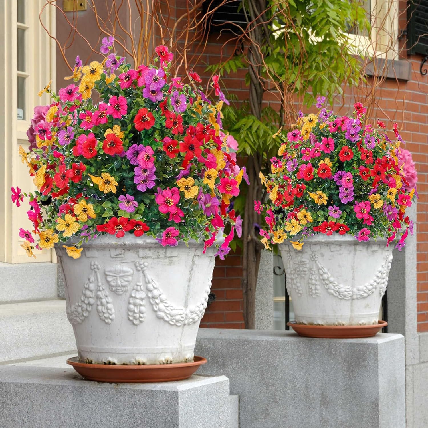 Artificial Flowers with Ground Spikes for Outdoor Decor