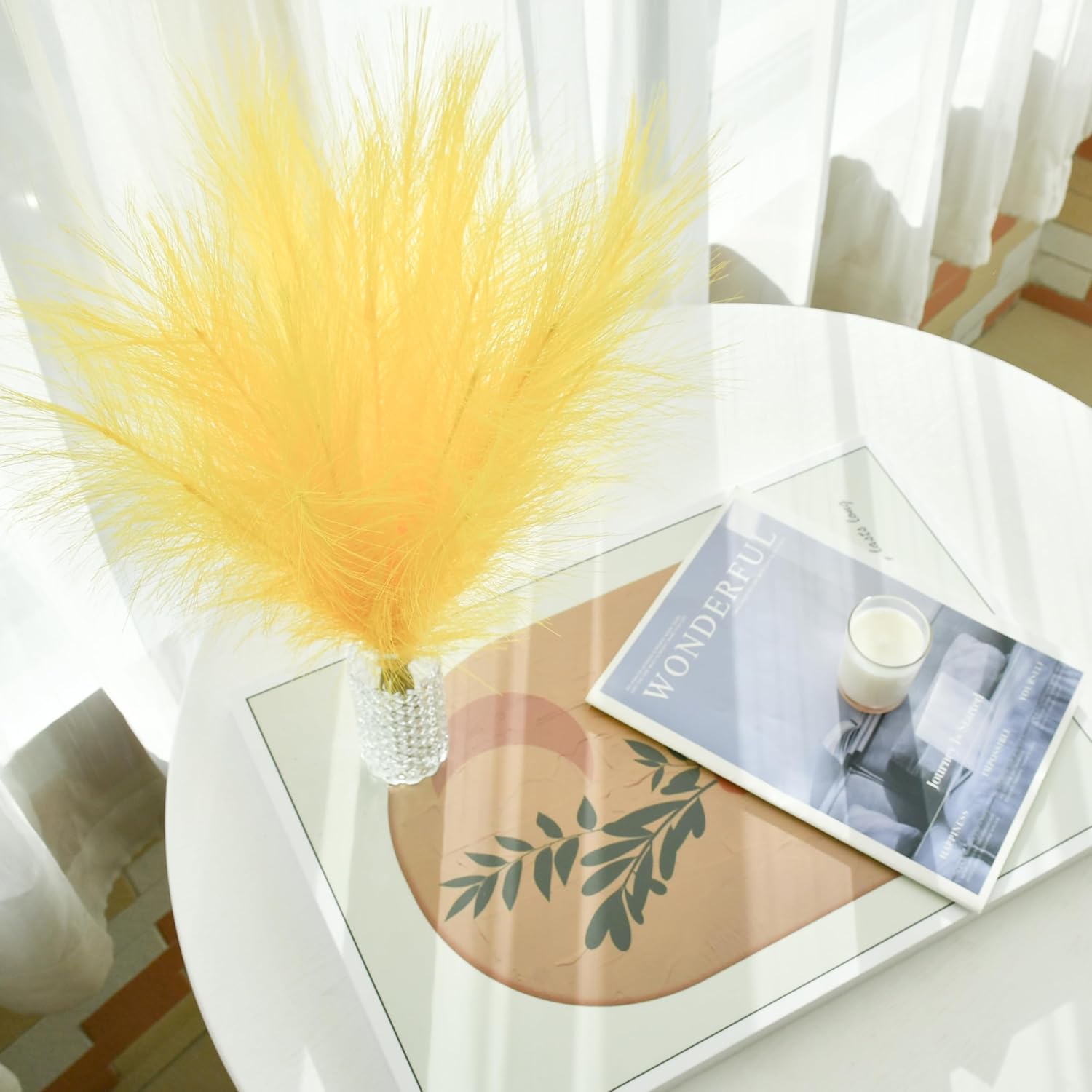 Mandys Yellow Silk Pampas Grass Bouquet 20 Stems 177in