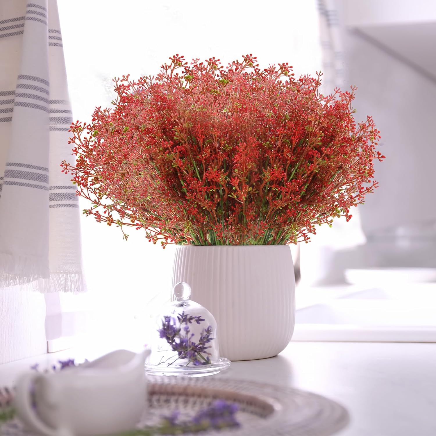 XEOLIAN Artificial Plants 12 Bundles UV Resistant Faux Greenery for Indoor Outdoor Decor