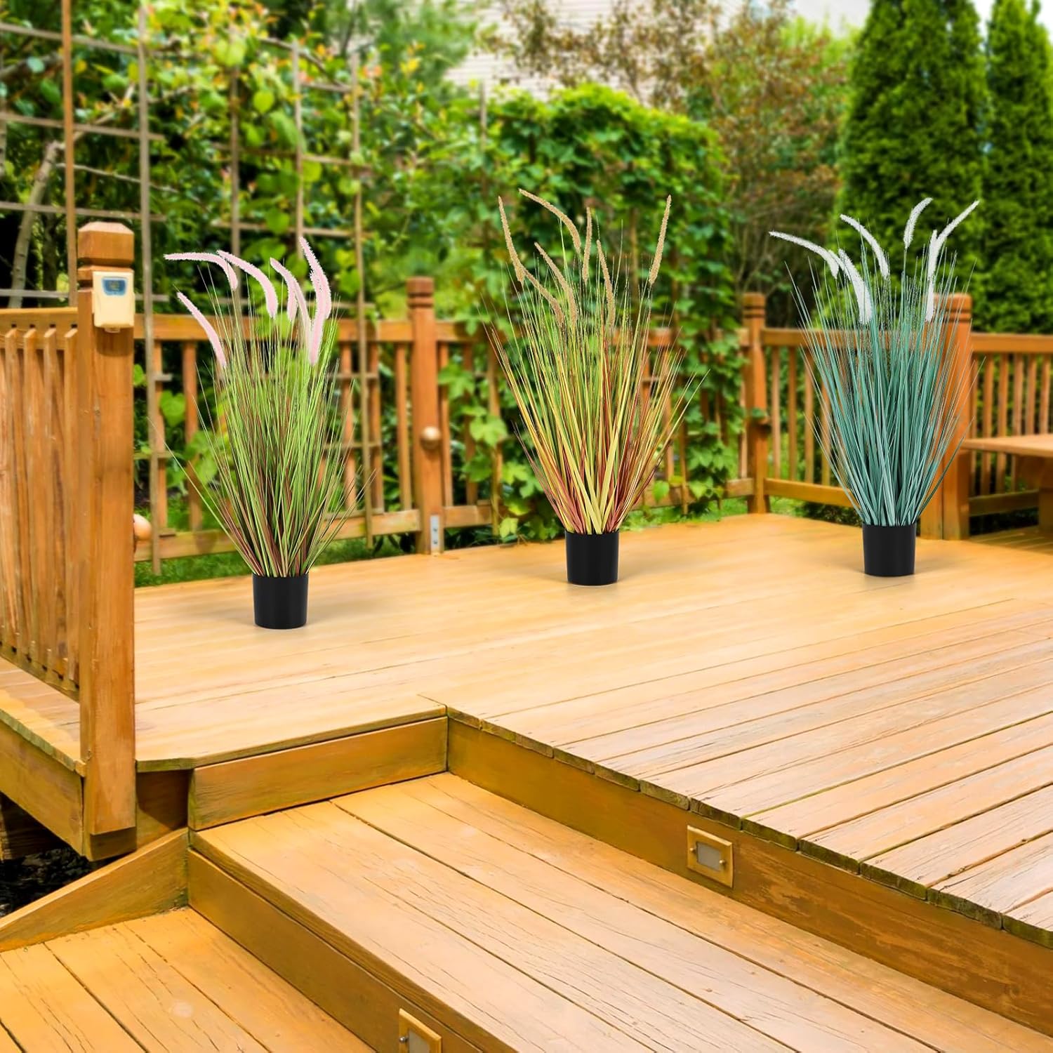 Romantic Season 3FT Artificial Onion Grass Plants with White Pampas Grass