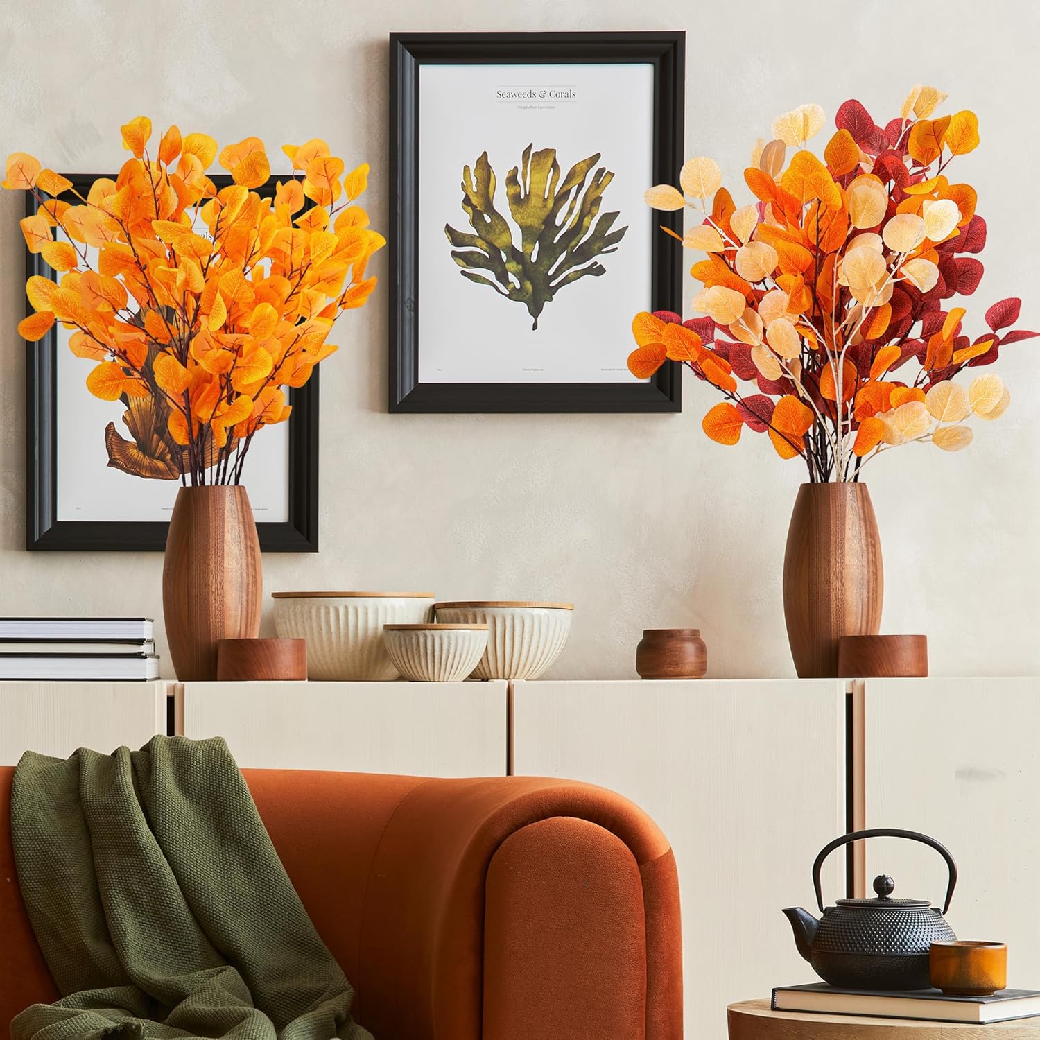 7PCS Long Artificial Eucalyptus Stems for Home Decor and Floral Arrangements