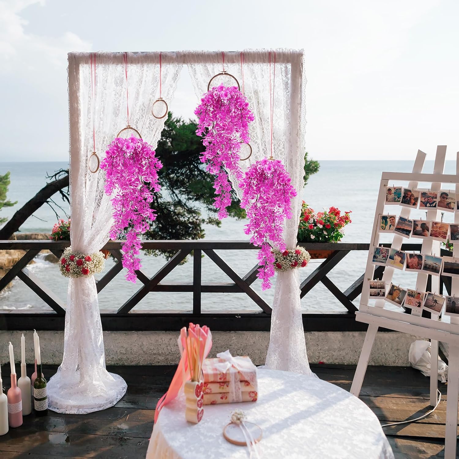 3Pcs Artificial Hanging Rose Plants 295 in UV Resistant for Home Indoor Outdoor Decor Wedding Party