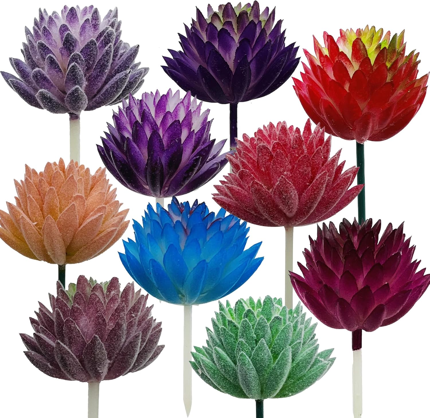 Cayway 10 Pcs Artificial Succulent Plants Mixed Color Picks for Indoor and Outdoor Decor