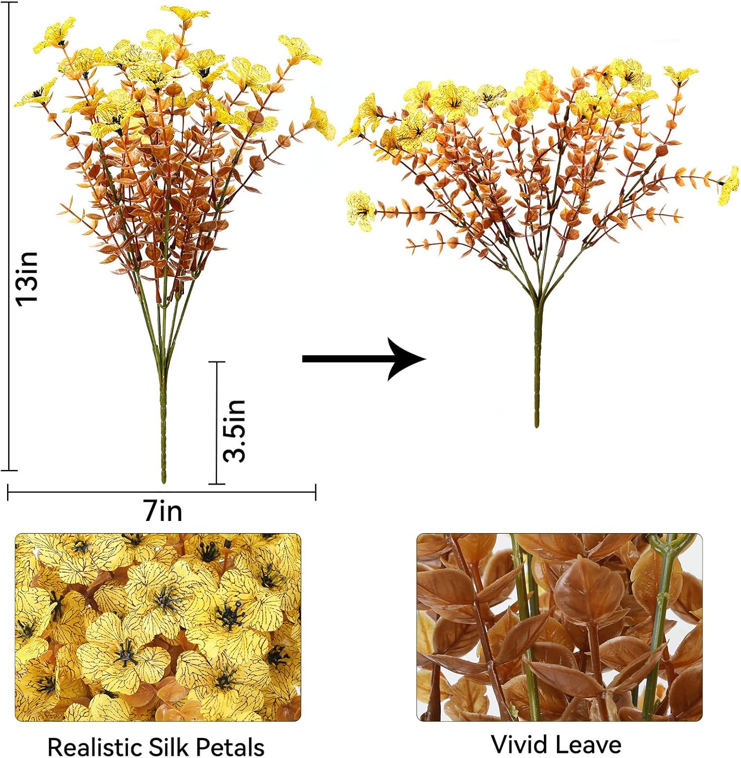 12 Bundles Artificial Mums for Outdoor Fall Decor