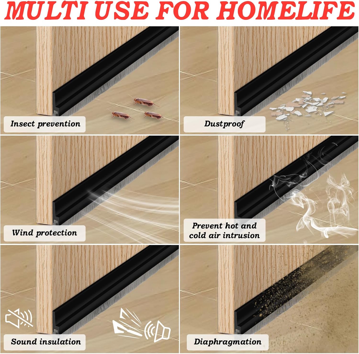 3937 Door Sweep with Brush - Black