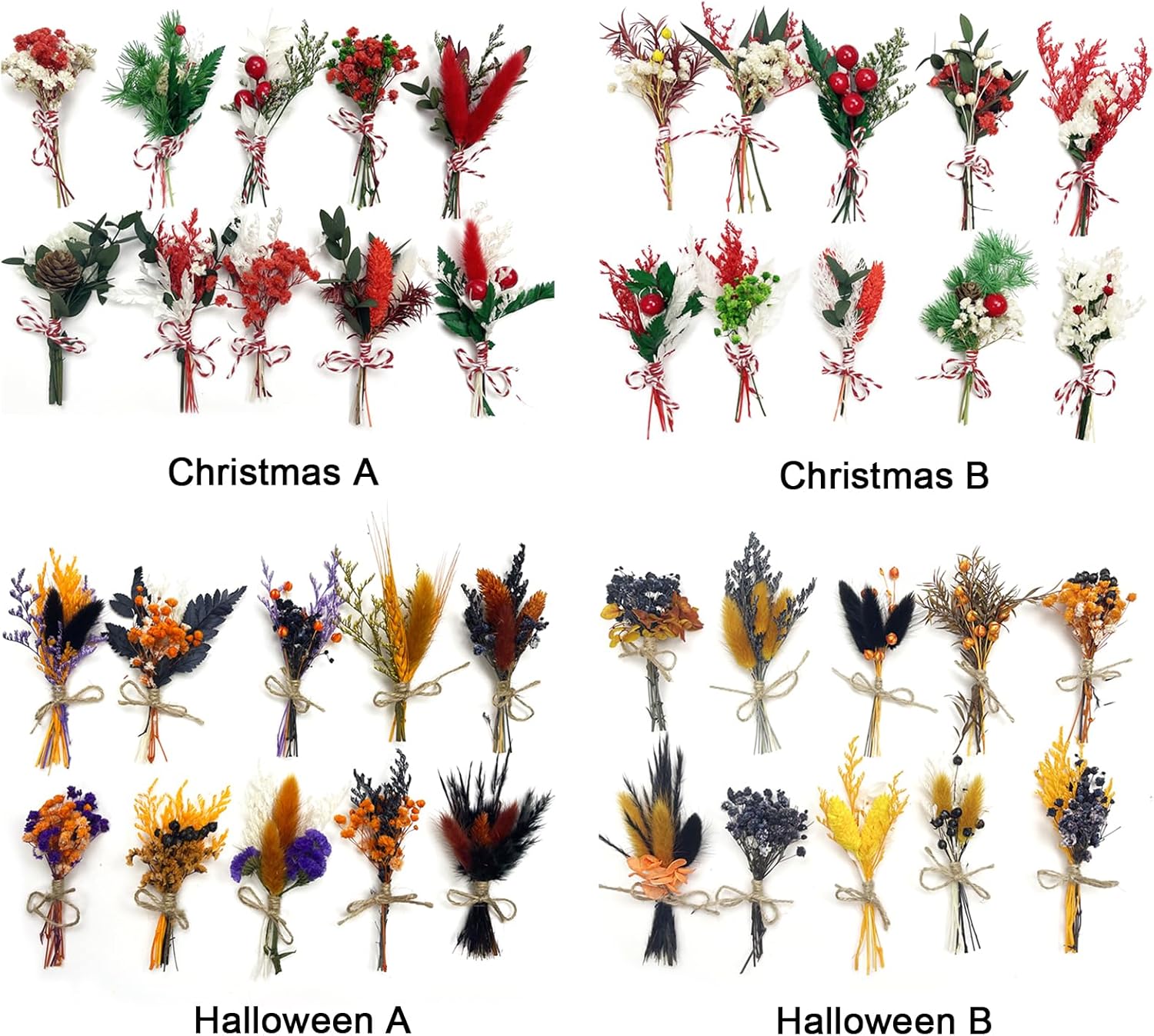 10 Pack Mini Dried Flower Bouquets for Crafts
