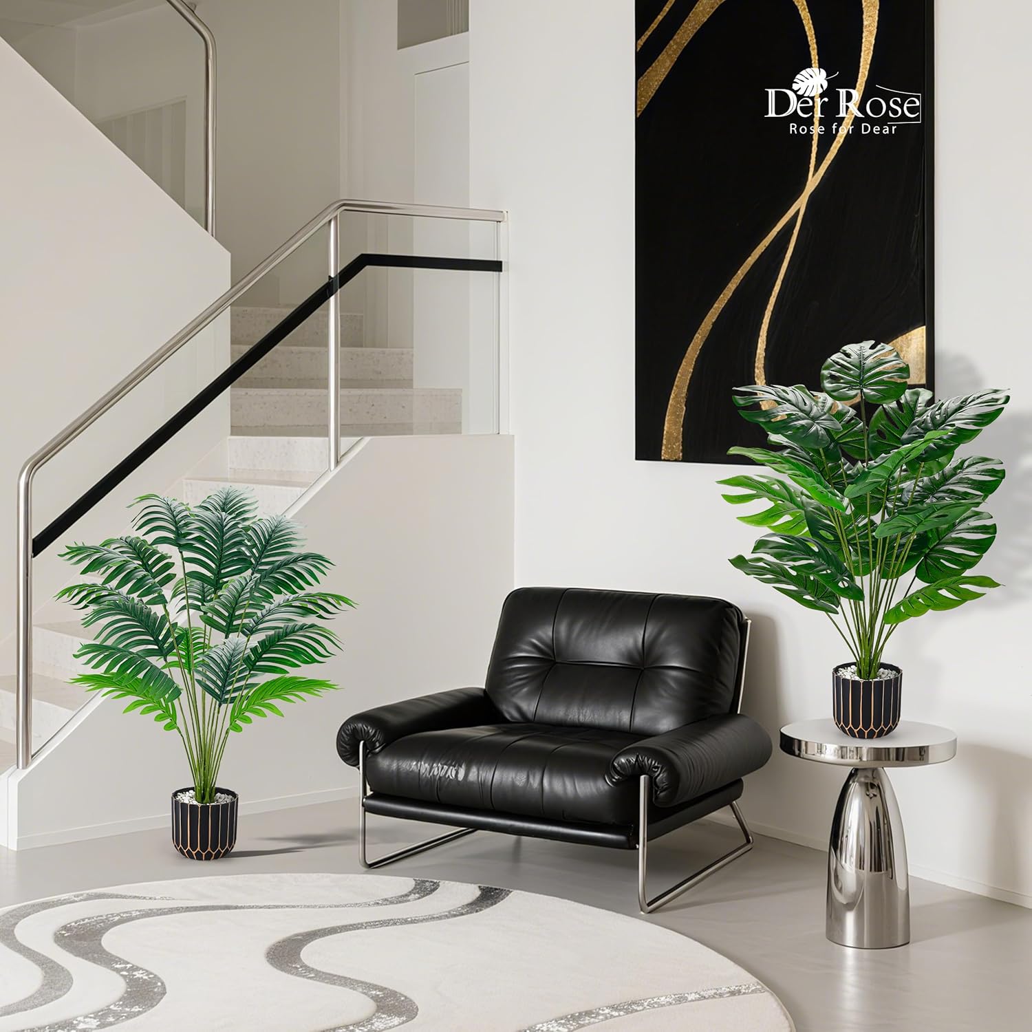 Der Rose 28 Inch Fake Palm Tree Artificial Plants for Home Office Decor