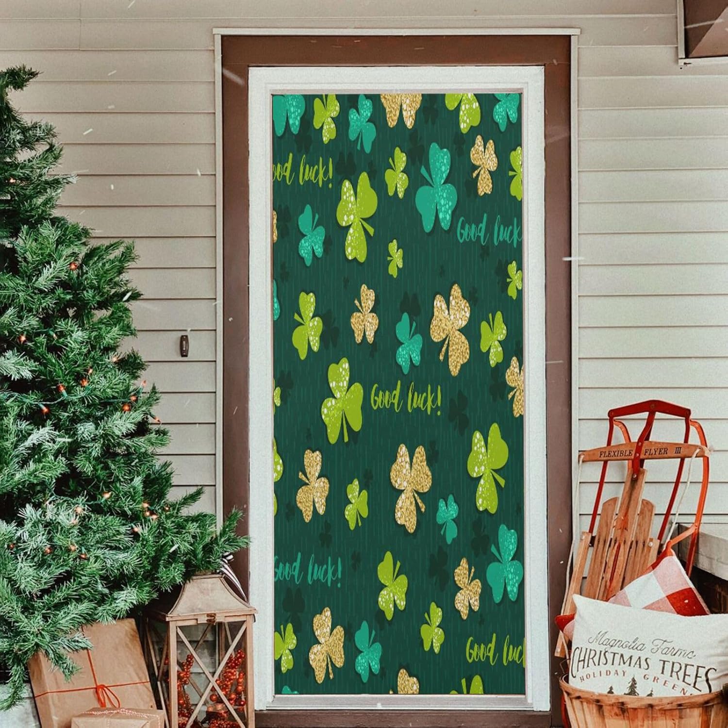 Susiyo Green Golden Shamrock Halloween Door Cover