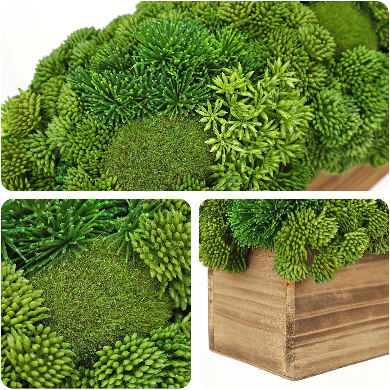 Briful Artificial Succulent Plants in Wooden Planter Pot