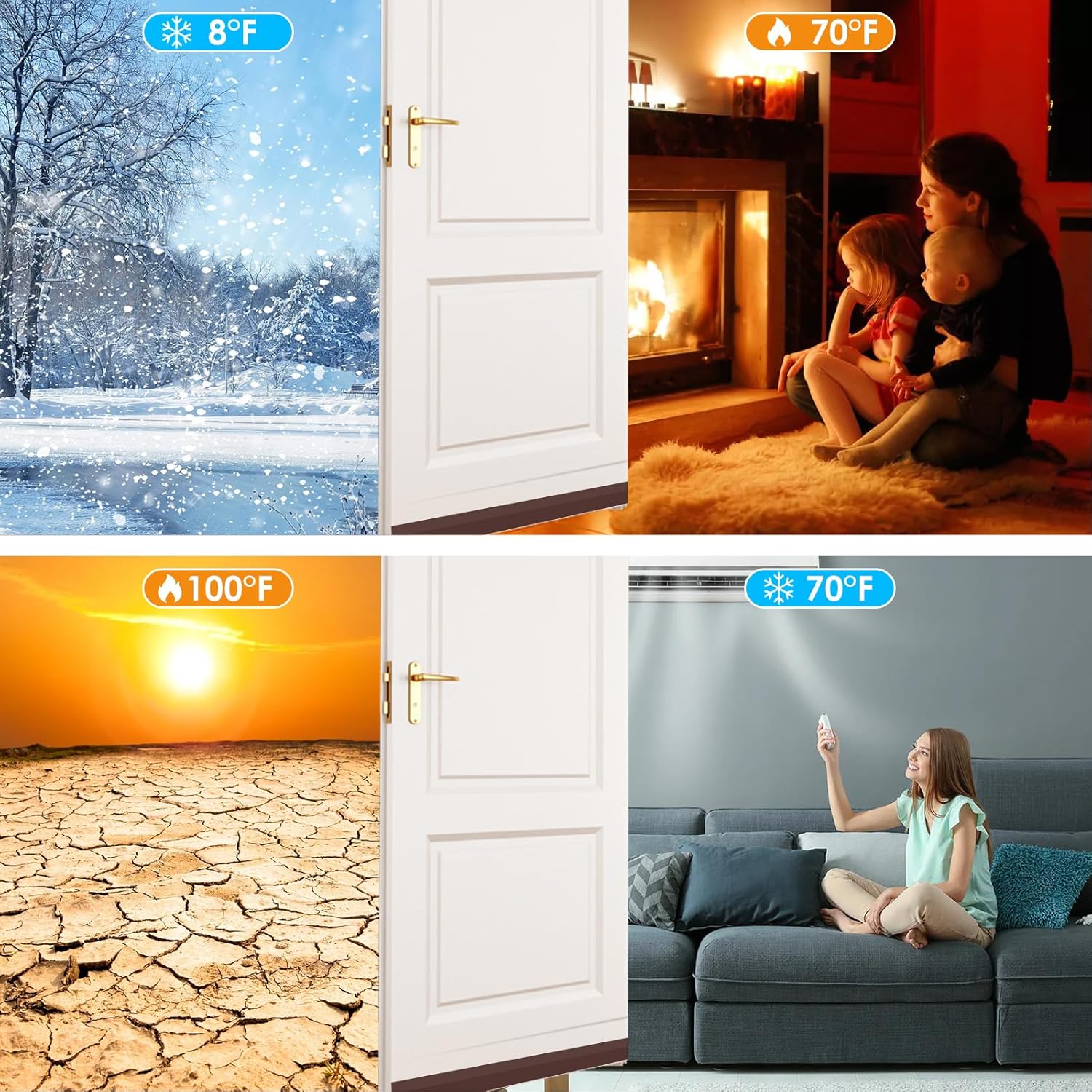 Xiaohemiao Draft Stopper 2 Pack - Silicone Door Sweep for Bottom of Door