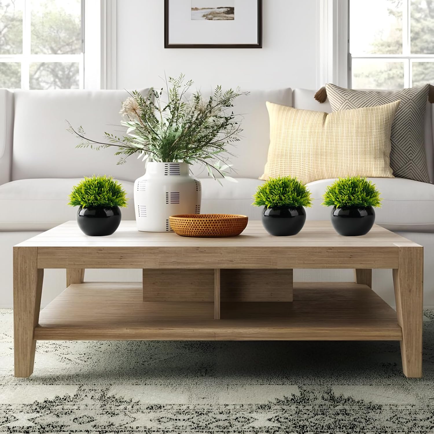 ASHELYULLA Small Fake Plants Set of 3 Artificial Plants for Home Office Decor