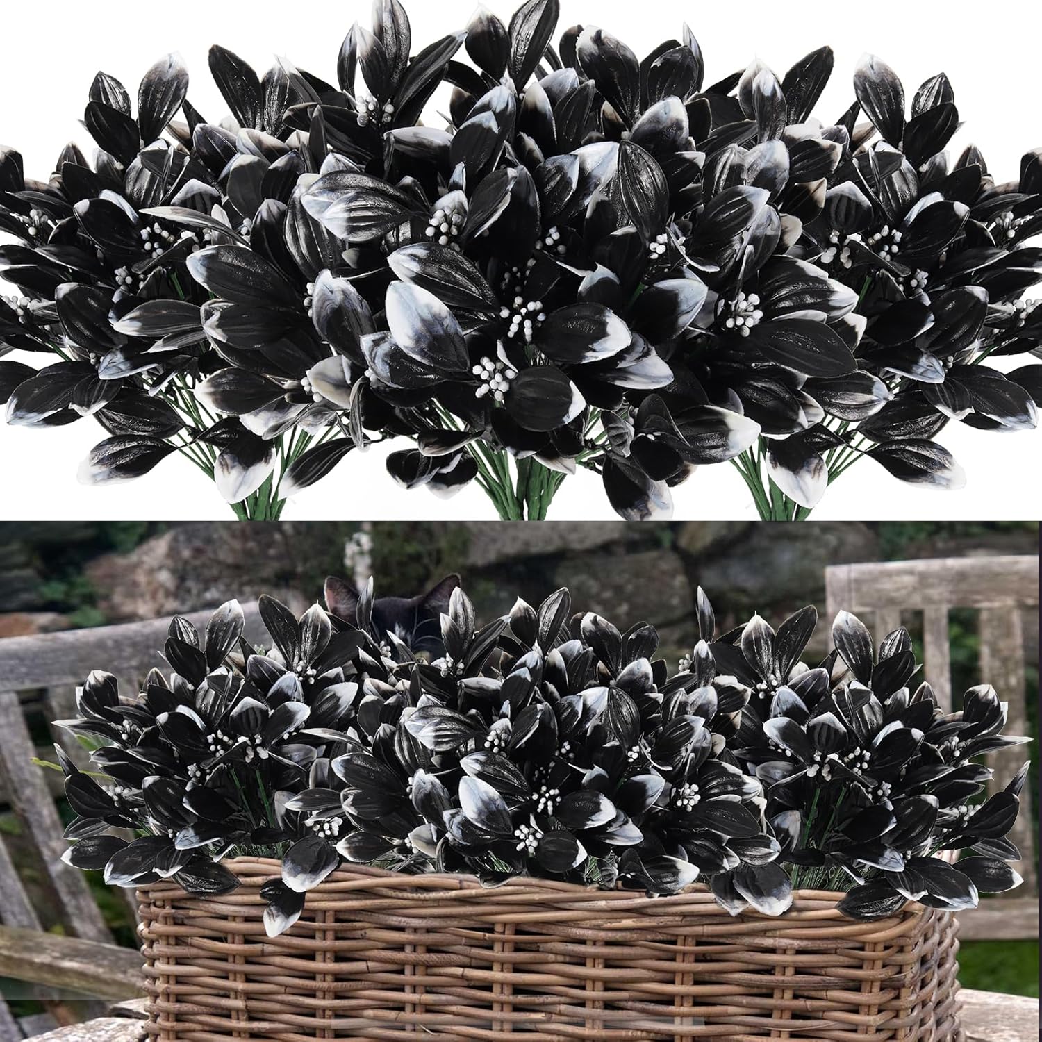 RECUTMS 10 Packs 134 In Black Artificial Shrubs