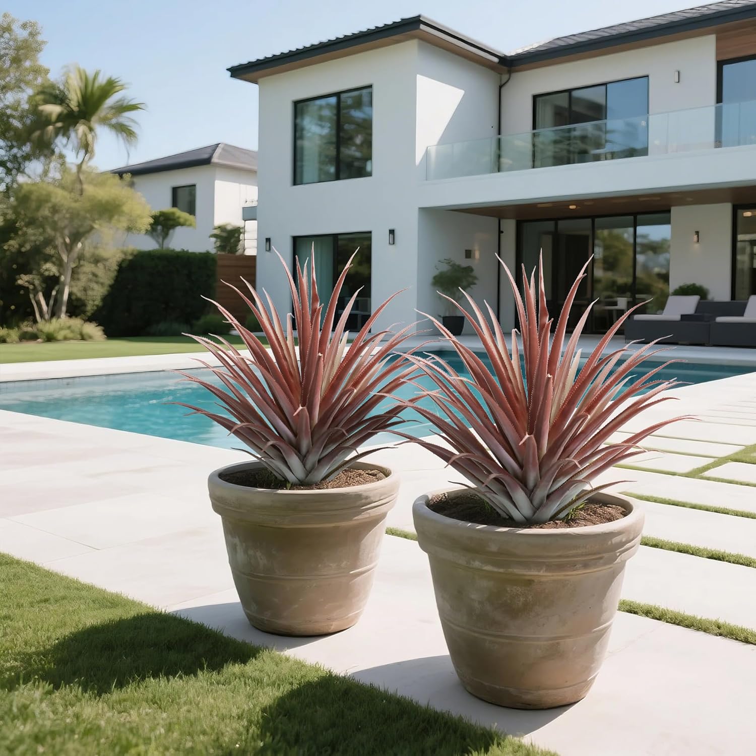 Momoplant 2 Pcs Artificial Aloe Vera Plants 27 Inch Red Fake Succulents Faux Agave Plant Potted