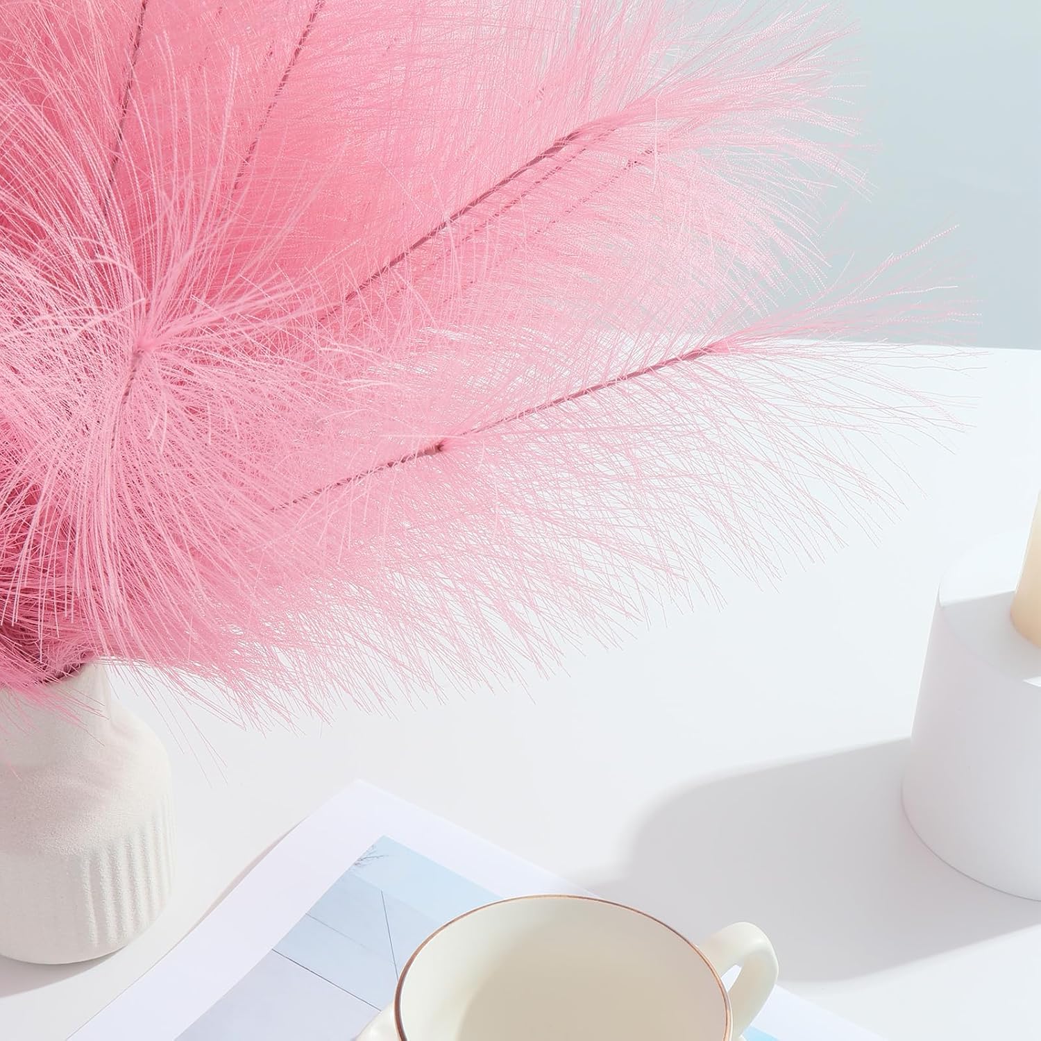 U-LIAN 36PCS Pink Artificial Pampas Grass Decor