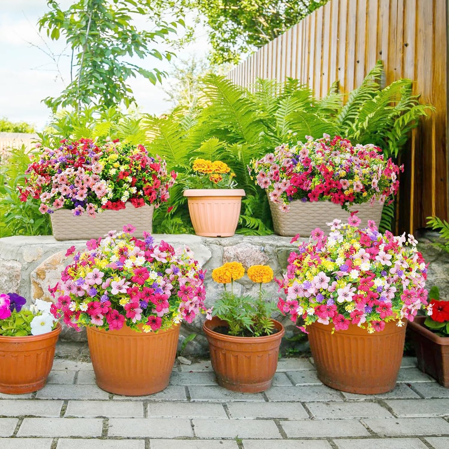 Realistic Artificial Daisy Flowers 16 Bundle Outdoor Decor