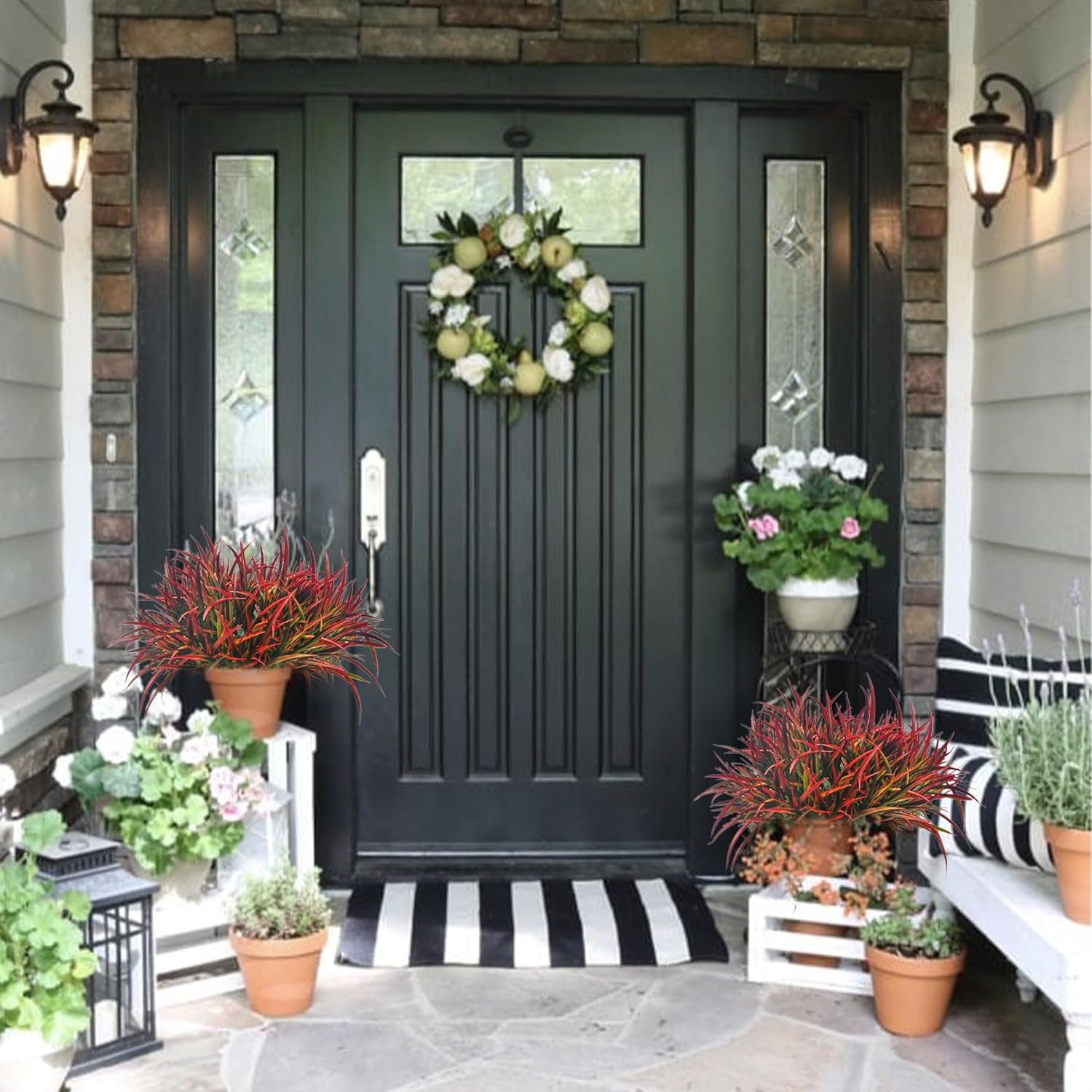 12 Bundles Artificial Fall Plants for Outdoor Decor