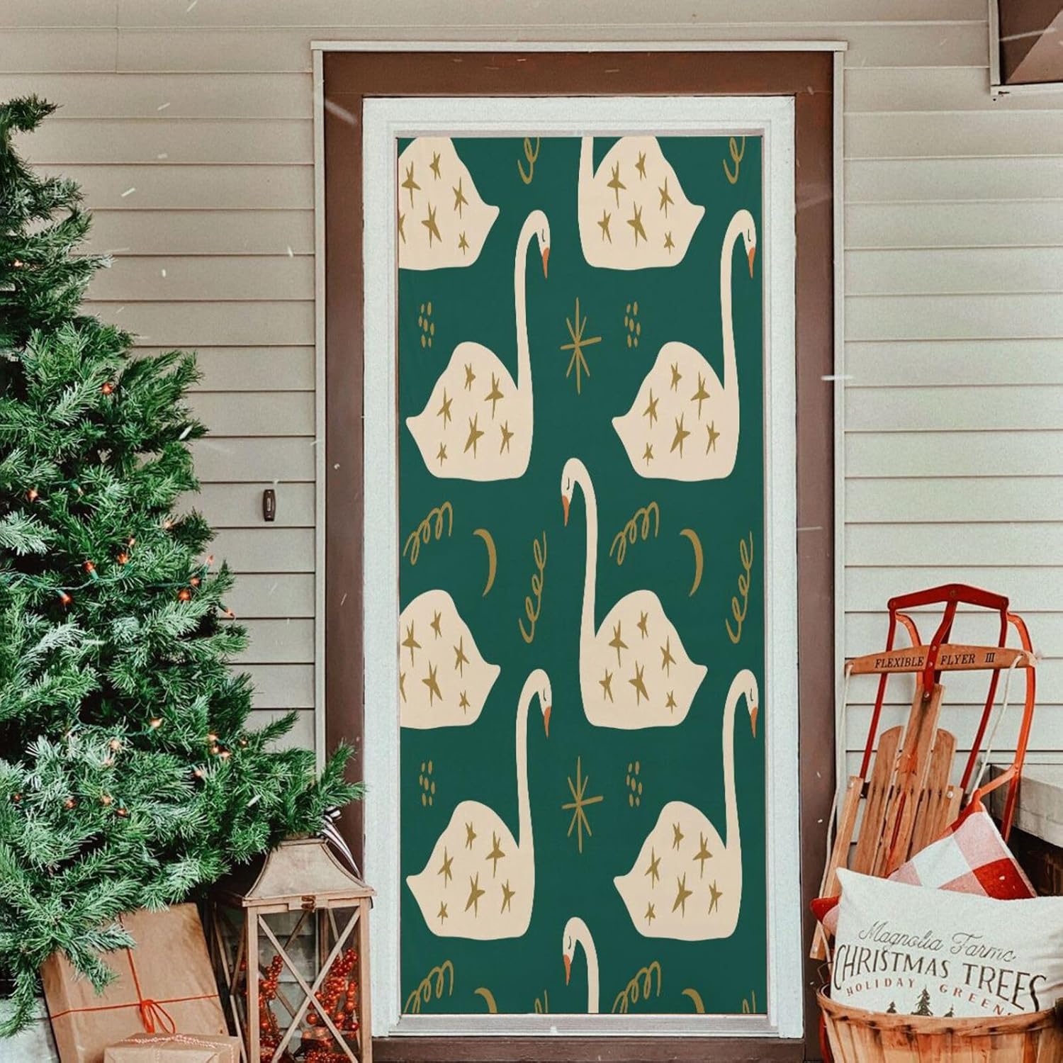Susiyo Swans Halloween Door Cover 32x79 in