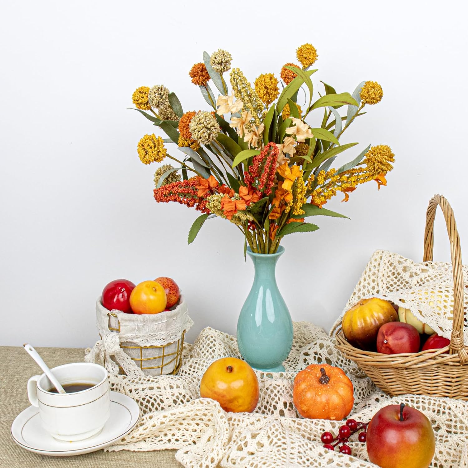 17 Inches Boho Autumn Flowers 9PCS Rustic Floral Picks