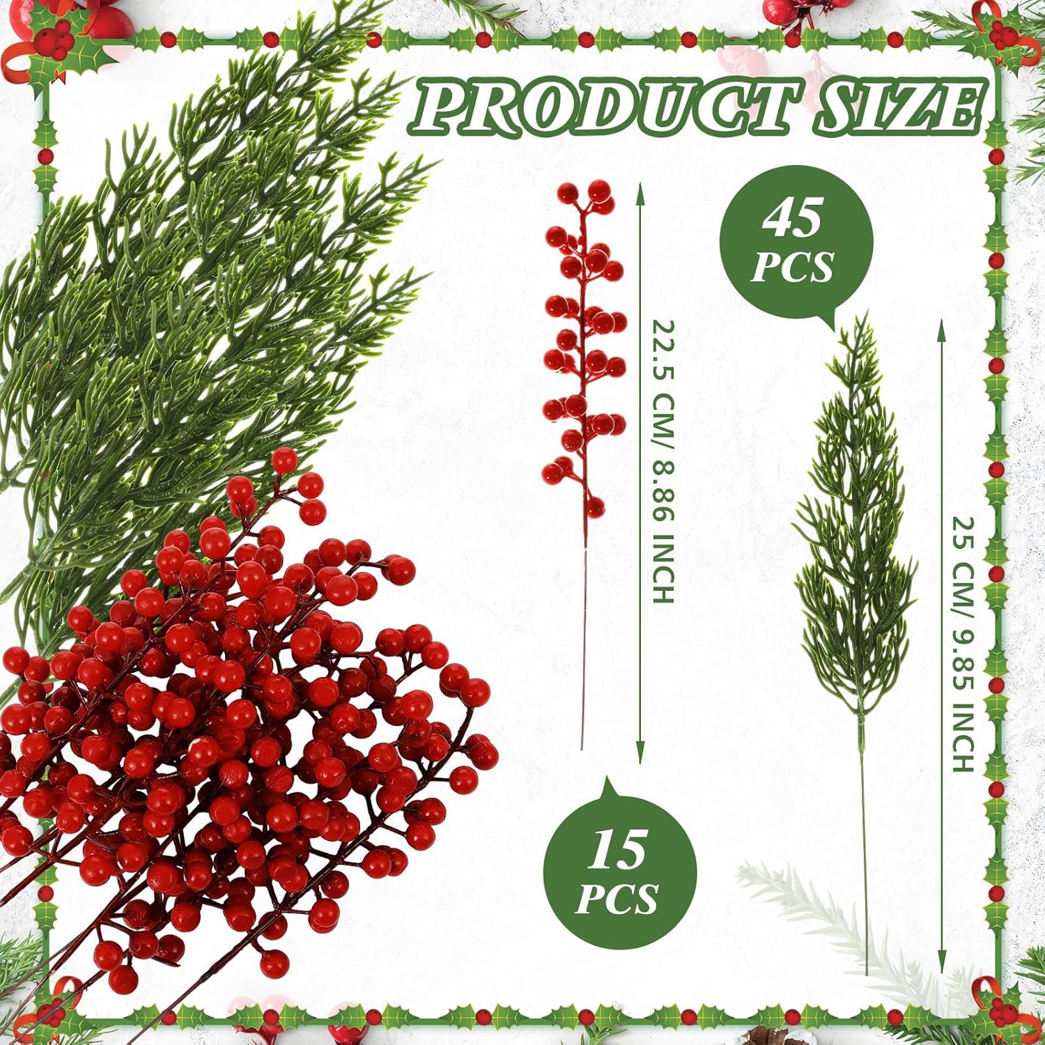 Ceenna 60 Pcs Artificial Christmas Flowers Set