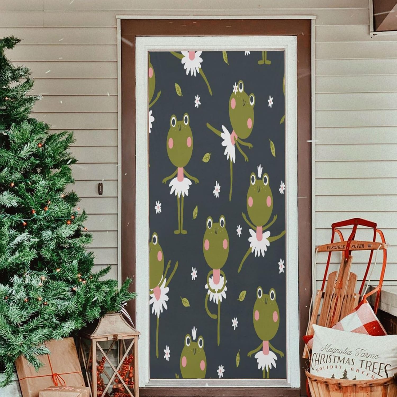 Ballerina Frogs Green Halloween Door Cover