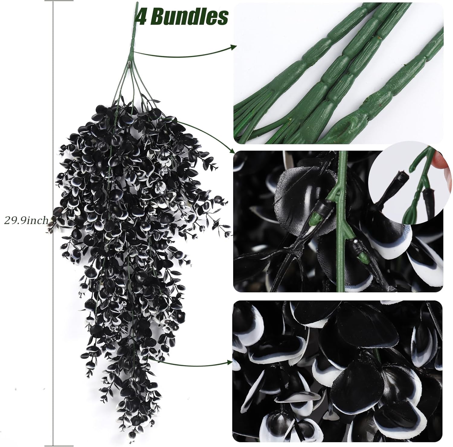 RECUTMS 4 Pcs Artificial Eucalyptus Leaves Hanging Plants