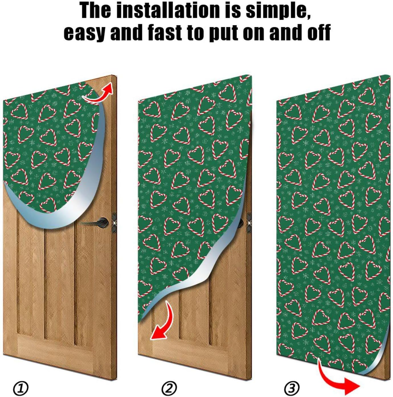 Susiyo Christmas Candies Heart Door Cover Stretch Fabric for Home Party Decorations 32x79 in