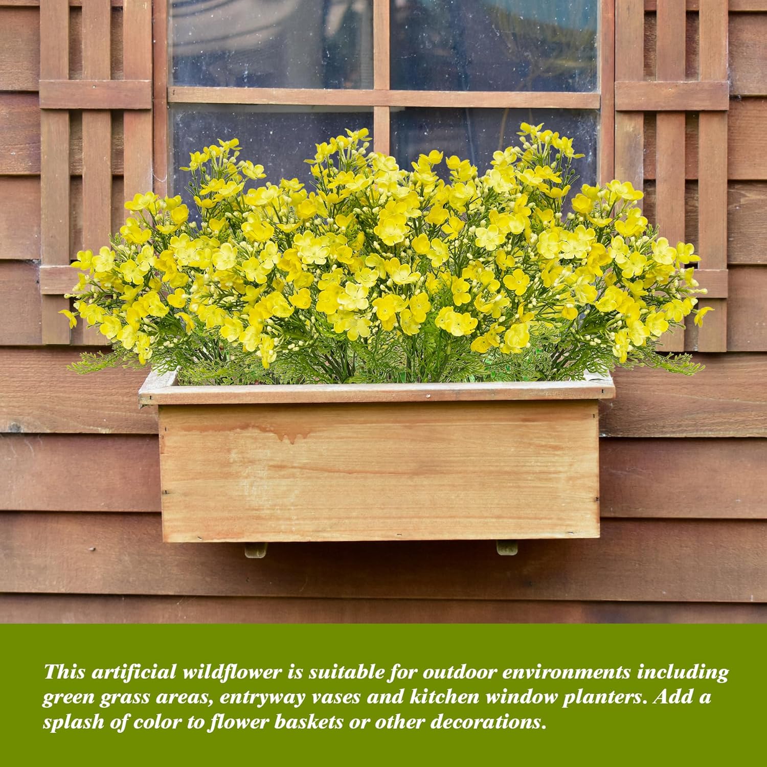 Uqueeten Artificial Hydrangea Flowers Yellow 4pcs Outdoor Indoor Decor