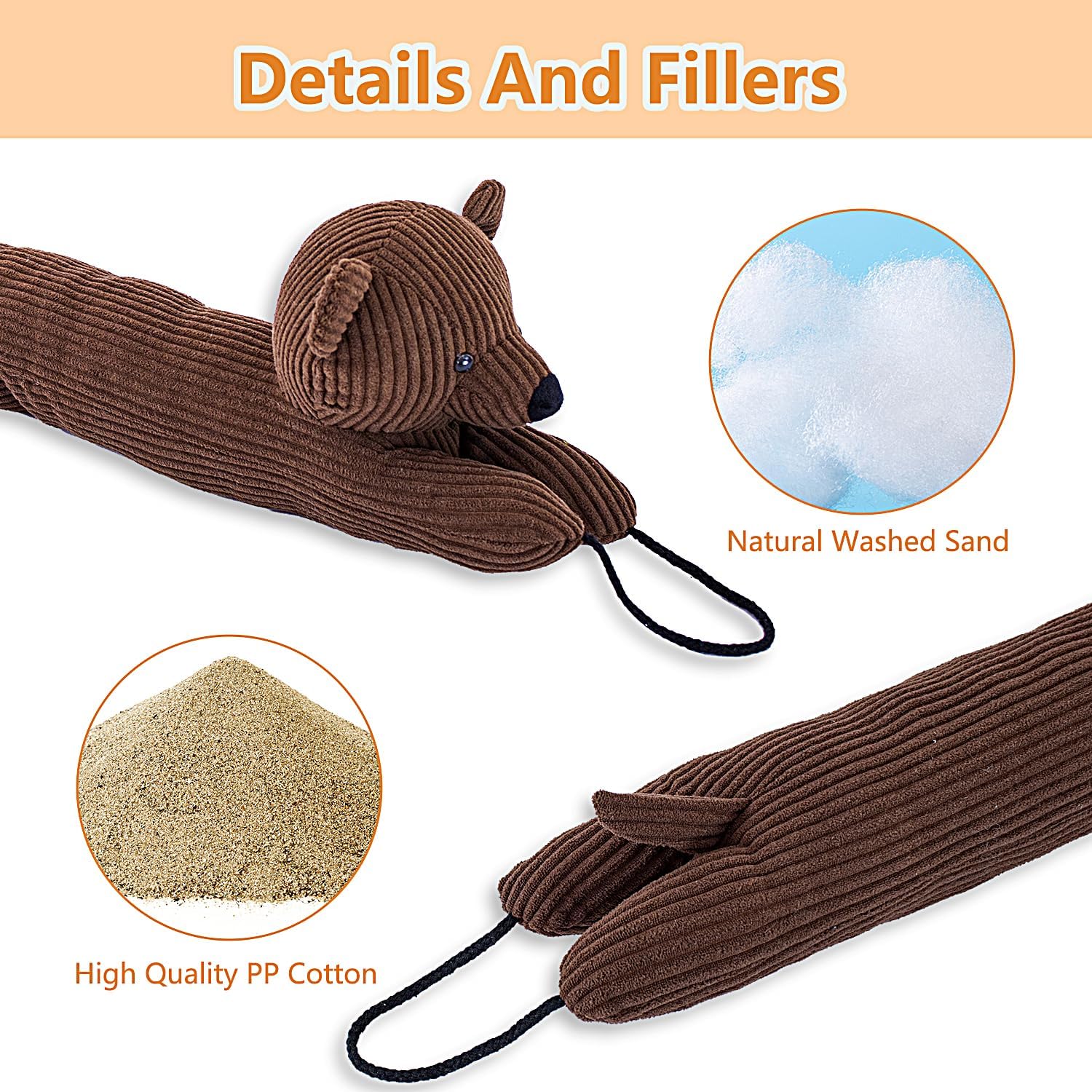 34 Inch Heavy Duty Under Door Draft Stopper with Hanging Loops - Grey Dog Design