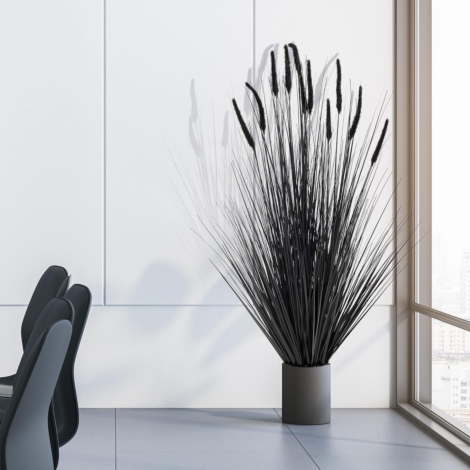 KOL Artificial 5ft Horsetail Reed Grass Plant in Black