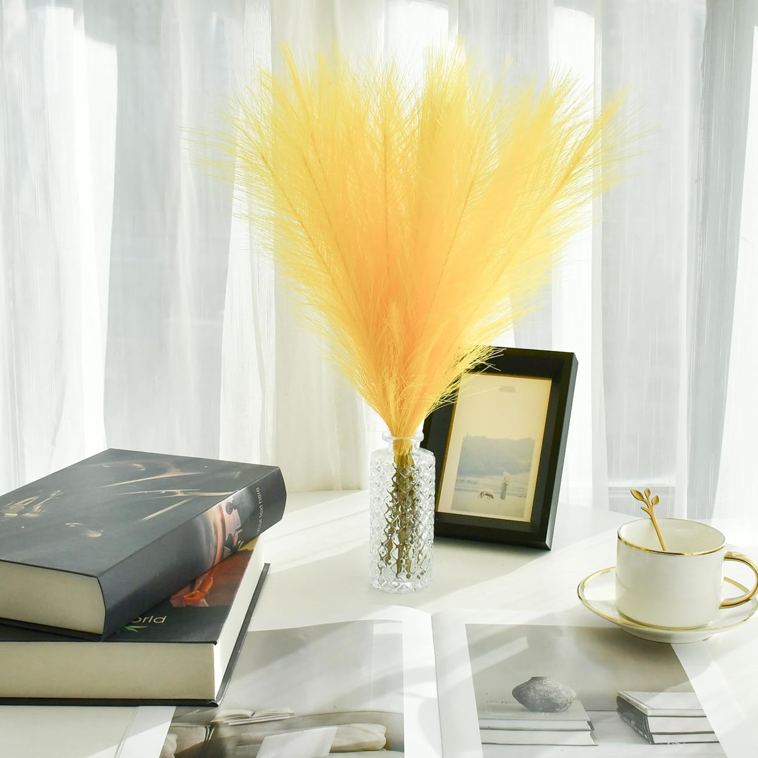 Mandys Yellow Silk Pampas Grass Bouquet 20 Stems 177in